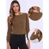 INSPIRE CHIC Women's Casual Crew Neck Long Sleeve Button Down Tops - 2 of 4