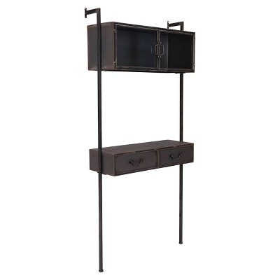 Imperial Wall Desk Distressed Black - ZM Home