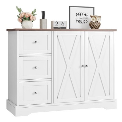 Buffet Cabinet with Storage, Coffee Bar Cabinet with 3 Drawers