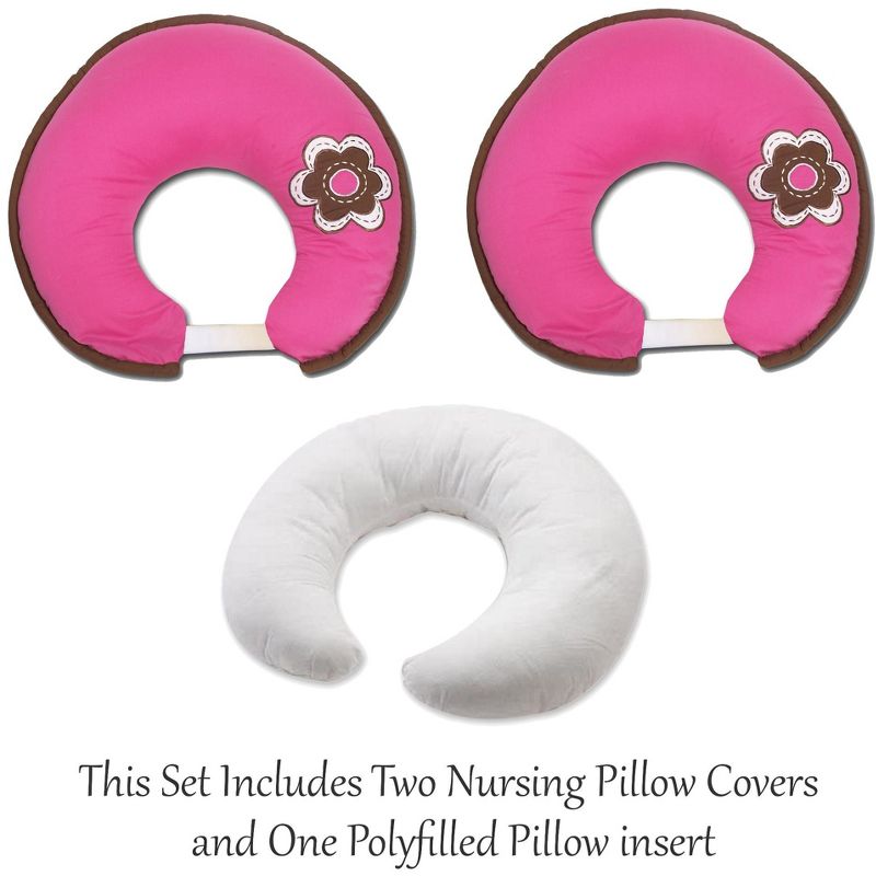 Bacati - 3 pc Damask Pink/chocolate Hugster Feeding & Infant Support Nursing Pillow, 4 of 10