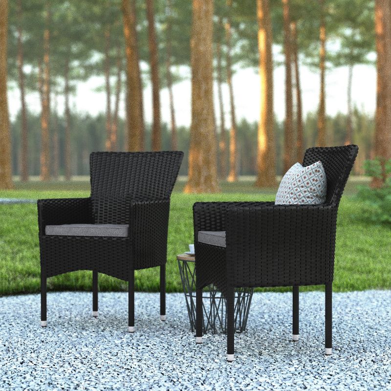 Emma and Oliver Set of 2 Modern Wicker Patio Chairs with Removable Cushions for Indoor and Outdoor Use, 5 of 13