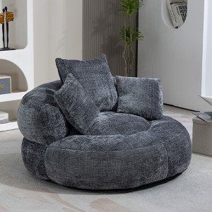 MOONMISS Chenille High-Density Foam Soft Bean bag Chair with 3 Pillows and Wide Backrest - 1 of 4