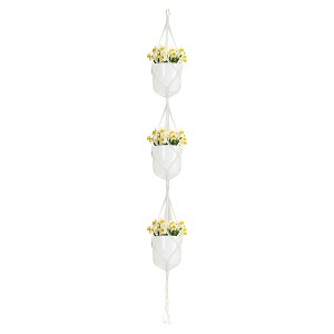 Unique Bargains Macrame Plant Hanger Woven Cotton Indoor Outdoor Decorative - 1 of 4