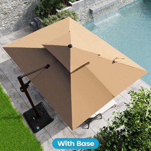 Crestlive Products 9'X11' Double Top Cantilever Umbrella Outdoor 360° Rotation 6 Heights Adjustable Offset Umbrella with Metal Pole and Base - 1 of 4