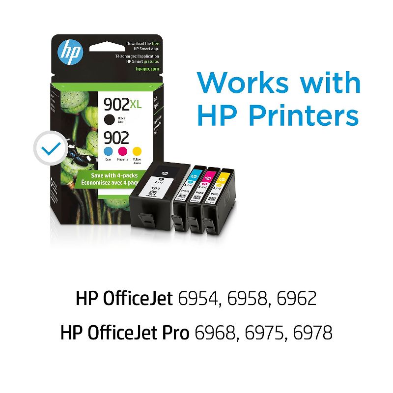 HP 902XL Black High-Yield & 902 Cyan Magenta Yellow Ink Cartridges 2145184, 2 of 10