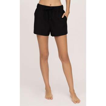 90 Degree By Reflex Womens Lux 2-in-1 Running Shorts with Drawstring -  Black - Small