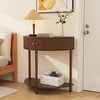 Gulches 31 in Brown Woodgrain Demi-Lune Solid Wood MDF Console Table with 3D Wave Pattern 2 Drawers Bottom Shelf - 2 of 4