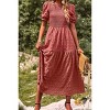 Women's Summer Crew Neck Short Sleeve Smocked Midi Dress Casual Elastic Waist Tiered A Line Maxi Dress - 3 of 4