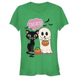 Juniors Womens Lost Gods Halloween Treat Friends T-Shirt - 1 of 4