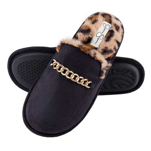 Jessica Simpson Women s Plush Microsuede Scuff Slipper With Chain