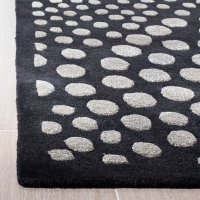 Dark Grey 6' Square Handmade Tufted Wool and Viscose Rug