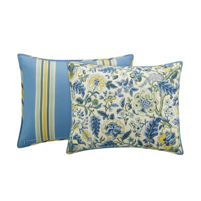 Twin Blue Cotton Reversible Floral Quilt Set