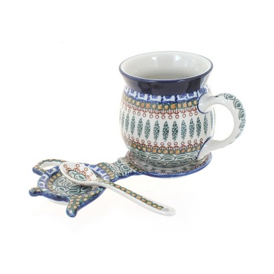 Blue Rose Polish Pottery Tuscany Mug & Saucer Gift Set