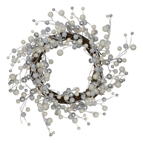 Northlight Silver And White Ball Ornaments Christmas Wreath, 20-inch, Unlit  : Target