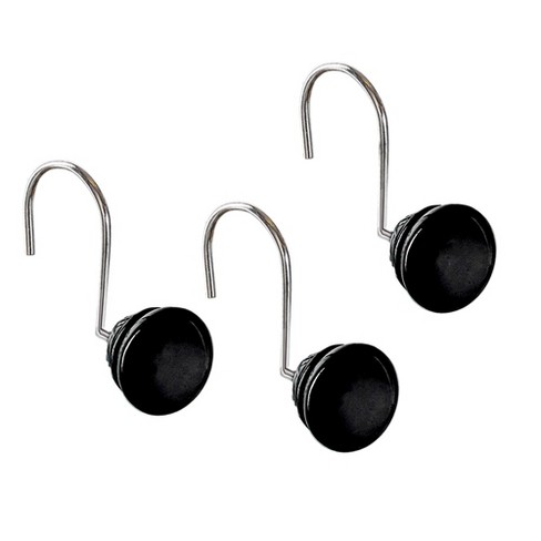 INSTYLE Roller Shower Curtain Hooks - Black, 12 Pack