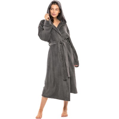 Alexander Del Rossa Women's Soft Fleece Robe with Hood, Warm Lightweight Bathrobe