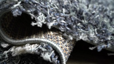 Grey and Ivory Rectangular Shag Moroccan Area Rug