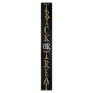 HomeRoots 72" Black And Gold Solid Wood Trick or Treat Halloween Porch Sign - 1 of 4