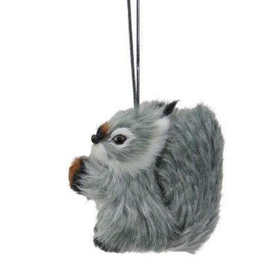 Kurt S. Adler 3.5” Furry Woodland Squirrel Christmas Ornament - Gray/White