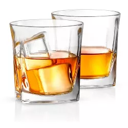 JoyJolt Luna Crystal Whiskey Glasses - Set of 2 Old Fashioned Whiskey Glass Crystal Glass - 10.5 oz