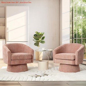 Office Modern Chenille Fabric 360° Swivel Barrel Chair w/ Ergonomic Curved Back & Storage Space, Stylish &Comfortable Lounge Armchair - 1 of 4