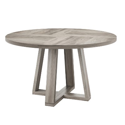 Coucheta 47 in Round Dining Table for Dining Room, Kitchen Table for 4 Man, Farmhouse Dinner Table with Wooden Tabletop and Cross Base