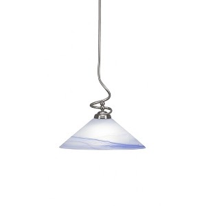 Toltec Lighting Capri 1 - Light Pendant in  Brushed Nickel with 16" Blue Swirl Shade - 1 of 1