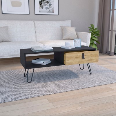 FURNIinspire Coffee Tables Modern Center Table Conversation Table, Living Room Coffee Tables With Storage Drawer, Multicolored, 14.17"*40.94"*15.75"