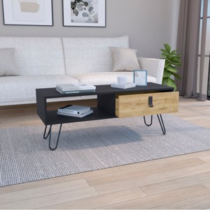FURNIinspire Coffee Tables Modern Center Table Conversation Table, Living Room Coffee Tables With Storage Drawer, Multicolored, 14.17"*40.94"*15.75" - 1 of 4