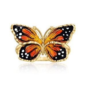 Ross-Simons Italian 18kt Yellow Gold Butterfly Ring With Enamel - 1 of 4