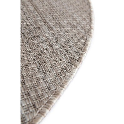 Beige Oval Synthetic Outdoor Stain-Resistant Area Rug