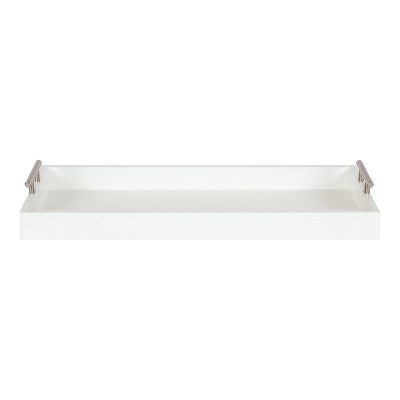 Lipton Sleek White and Silver Wood Decorative Tray, 10x24