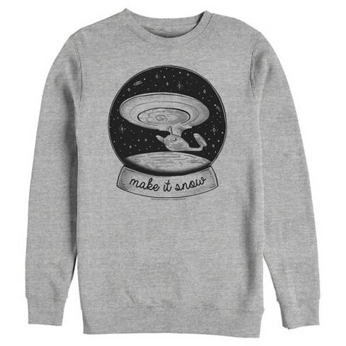 Men s Star Trek The Next Generation Uss Enterprise Captain Picard Make It Snow Sweatshirt Athletic Heather 2x Large Target