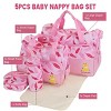5Pcs Baby Nappy Diaper Bags Set Mummy Diaper Handbags with Diaper Pad Food Bag Bottle Bag Travel Tote Bags For Mom Dad - 2 of 4