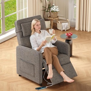 Recliner Chair with Massage & Heat - Adjustable Living Room Reclining Sofa with USB Port & Side Pockets - 1 of 4