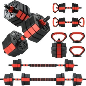 4-in-1 Adjustable Dumbbell Set, 44-88LB Free Weights with Connector - Converts to Kettlebells, Barbell & Push-Up Stand - 1 of 4