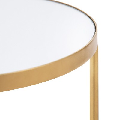 Gold Mirrored Round Metal Two-Tier Side Table