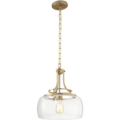 Charleston 18" Brass and Glass Industrial Farmhouse Pendant Light