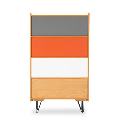 Perry Adjustable White Ash Wood 4-Shelf Bookcase