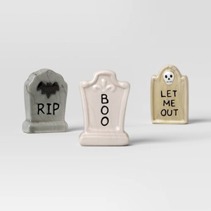 3pc Ceramic Mantle Tombstone Figurals Decorative Accent Sets - Hyde and EEK! Boutique™ - 1 of 3