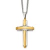 Chisel Stainless Steel Polished Yellow IP-plated Cross Pendant on a 24" Curb Chain Necklace - 2 of 4