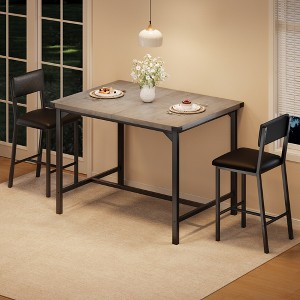 Dining Table Set w/Counter Height Table & 2 Upholstered Bar Stools, 3-Piece Counter Height Dining Table Set for Kitchen Breakfast Restaurant - 1 of 4