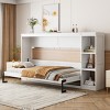 Wooden Murphy Bed With Bookshelf,Wall Bed With 3 Storage Racks,Wall Bed Murphy Bed -Maison Boucle - 3 of 4