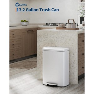 13.2 Gallon Stainless Steel Trash Can with Soft-Close Lid, Removable Inner Bucket & Rear Handle,Step-on Trash Bin for Home Office - 1 of 4