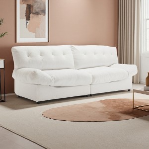 Cloud Teddy Velvet 2-Seater Modular Sofa with Cushions & Plastic Feet - 1 of 4