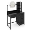 35" Makeup Vanity Desk with Mirror and Lights, Small Dressing Table with 4 Fabric Drawers & Open Shelves, Makeup Vanity Table for Bedroom - 2 of 4