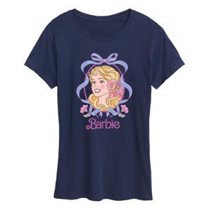 Women's - Barbie - Portrait Floral Coquette Bow Short Sleeve Graphic T-Shirt - 1 of 4