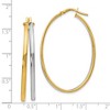 Black Bow Jewelry 43mm (1 5/8 Inch) 14k Yellow Gold & White Rhodium Double Oval Hoops - 4 of 4
