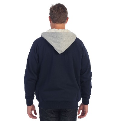 GIOBERTI Men's Faux Shearling Lined Full Zip Fleece Contrast Hoodie Jacket, Navy, Small — фото 4