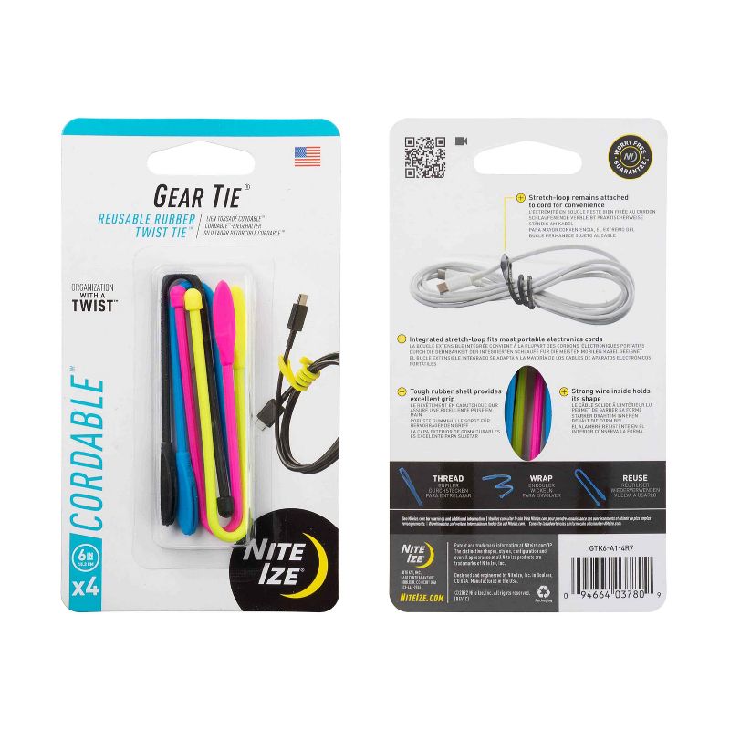 Nite Ize Gear Tie Cordable Twist Tie - Assorted Colors - 6 Inch - 8 Count (2 Pack), 4 of 8